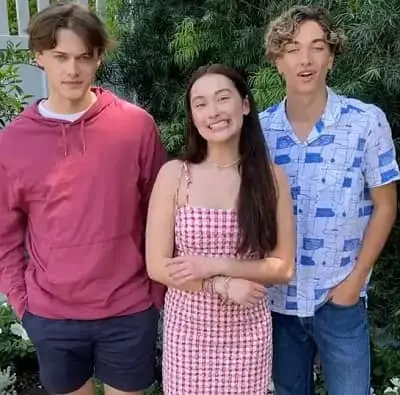 Lola Tung with Christopher Briney and Gavin Casalegno
