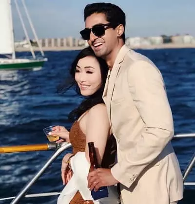Anirudh Pisharody with his wife Jill V Dae