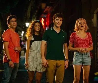 Pol Monen with María Pedraza, Jaime Lorente and Andrea Ros