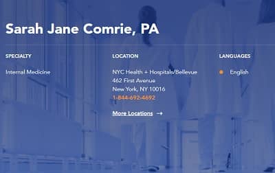 NYC Physician Assistant Sarah Jane Comrie