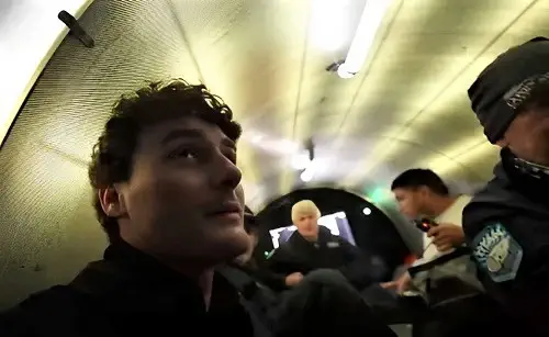 Jake Koehler sitting inside the submarine