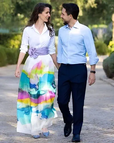 Rajwa Al Saif with Hussein bin Abdullah