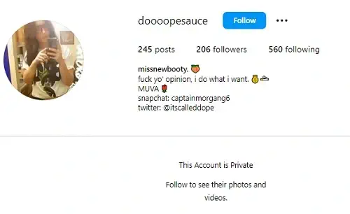 Missing Morgan Bauer Instagram account